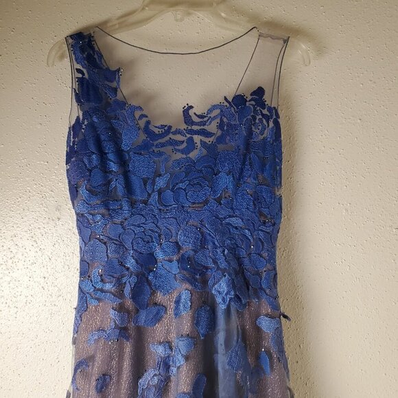 Rene Ruiz Collection For Neiman Marcus Floral Lace Illusion Organza Gown Size 3 - Picture 7 of 16